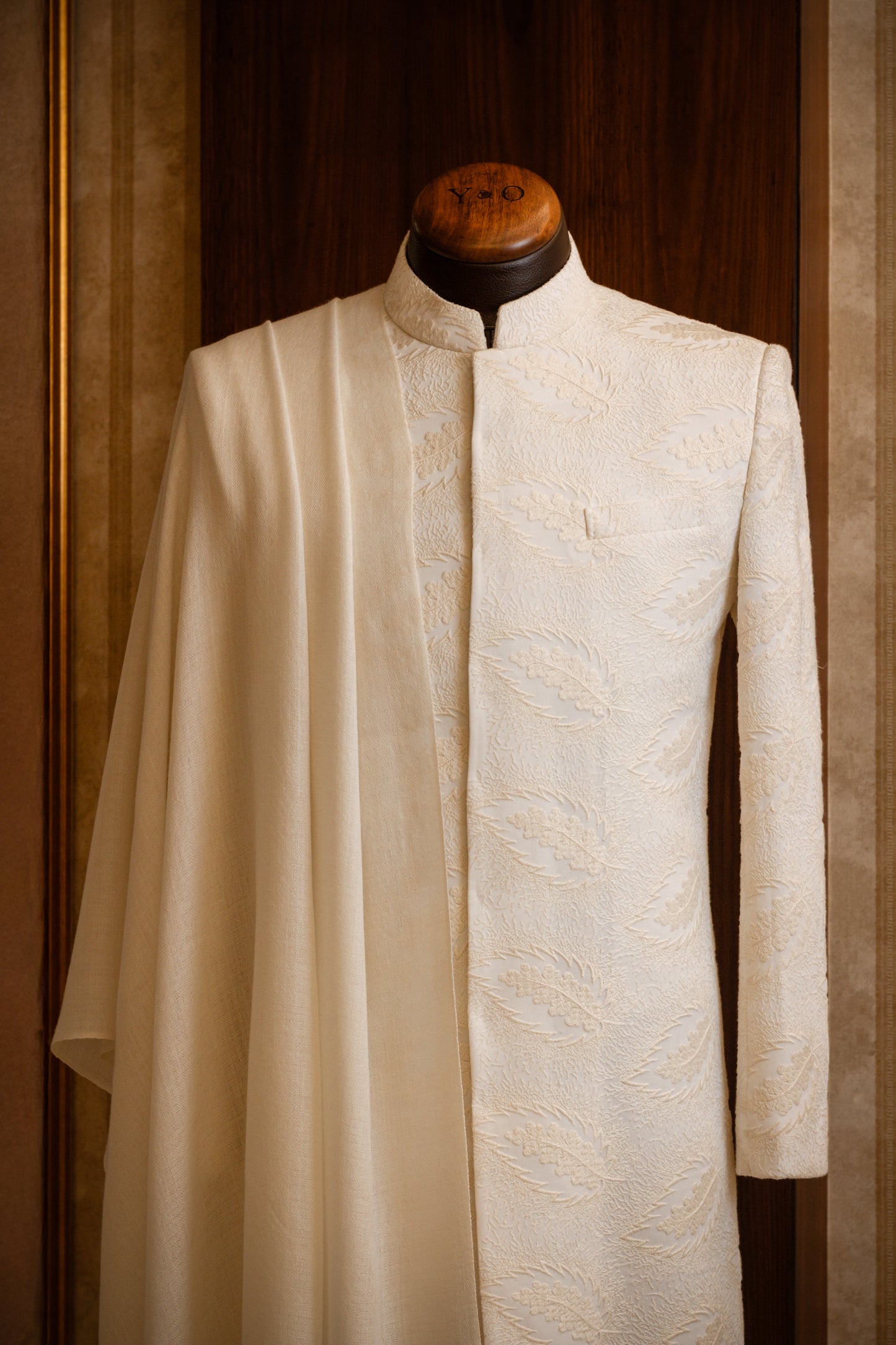 Off-White Jacquard Sherwani