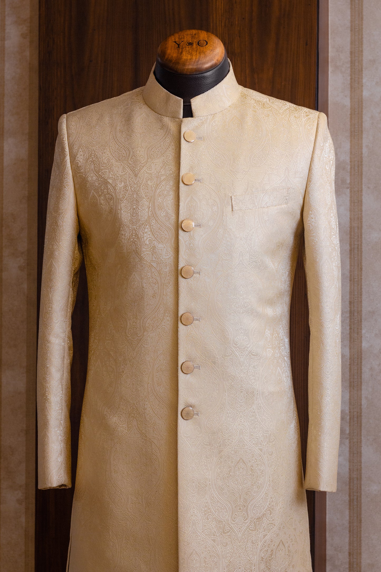 Silk Antique White Achkan