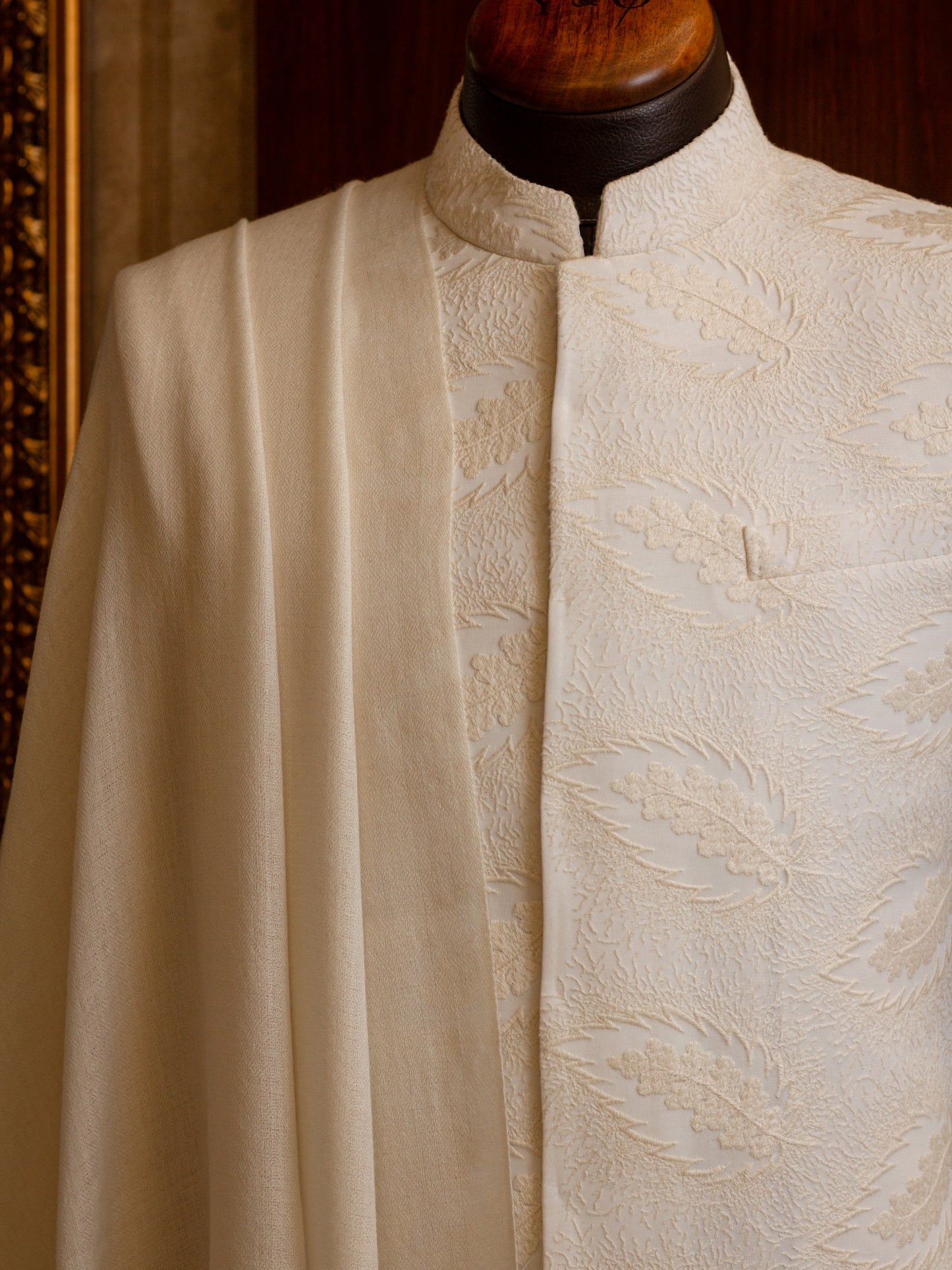 Off-White Jacquard Sherwani