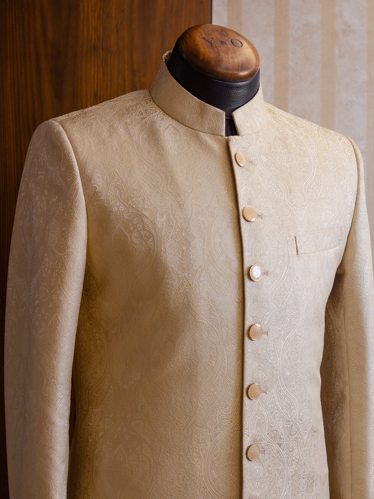 Silk Antique White Achkan