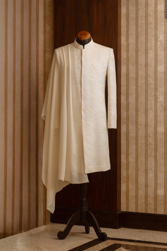 Off-White Jacquard Sherwani